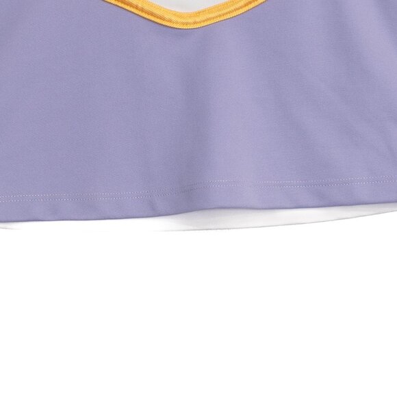 Cheer Sports Size 8 Cheerleader Crop Top White Purple Yellow Stripes Girls Sleev - Picture 4 of 8